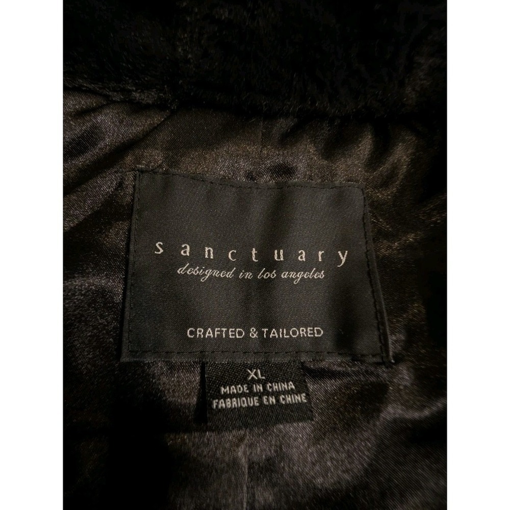 Sanctuary Crafted  Tailored Black Faux Fur Jacket Coat Womens XL Plush Goth Boho - Picture 4 of 10